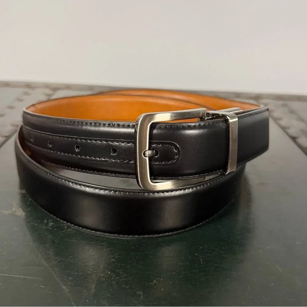 Reversible Dress Belt Black Brown Leather Men's Size 46-48